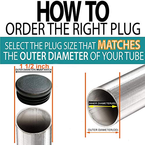 12 Pack 1 1/2 Inch(38mm) Round Plastic Plug, Pipe Tubing End Cap, Glide Insert Furniture Finishing Plug for Round Metal Tube 12