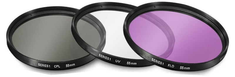 [AUSTRALIA] - 55mm Multi-Coated 3 Piece Filter Kit (UV-CPL-FLD) for Nikon Nikon D3400. D5600 with 18-55MM AF-P DX, DL24-500 f/2.8-5.6 Digital Camera + Microfiber Cleaning Cloth 