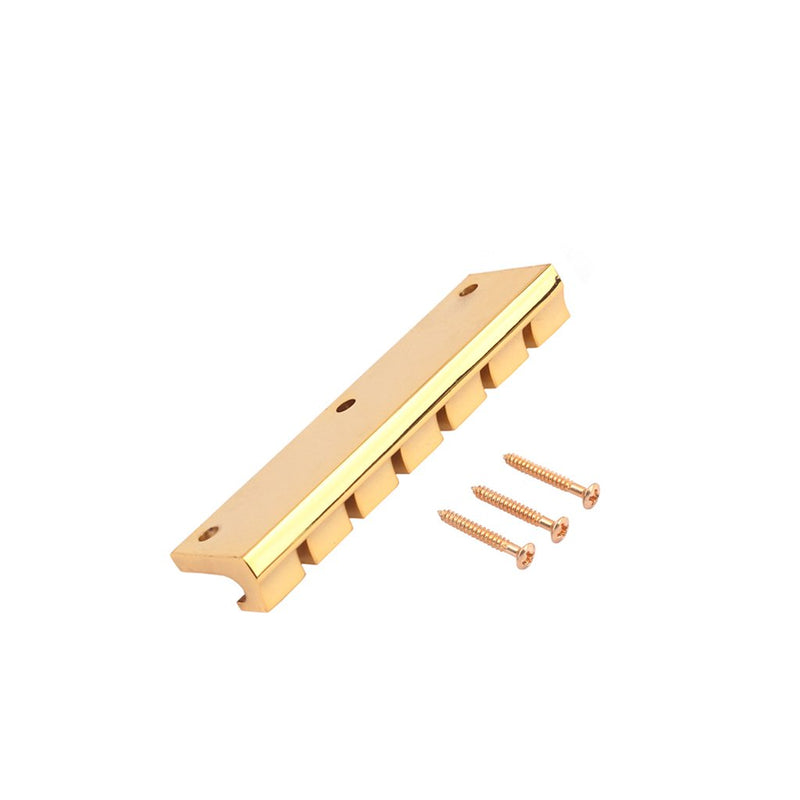 Alnicov 6 Strings Metal Fixed Hardtail Saddle Bridge for Electric Guitar Gold