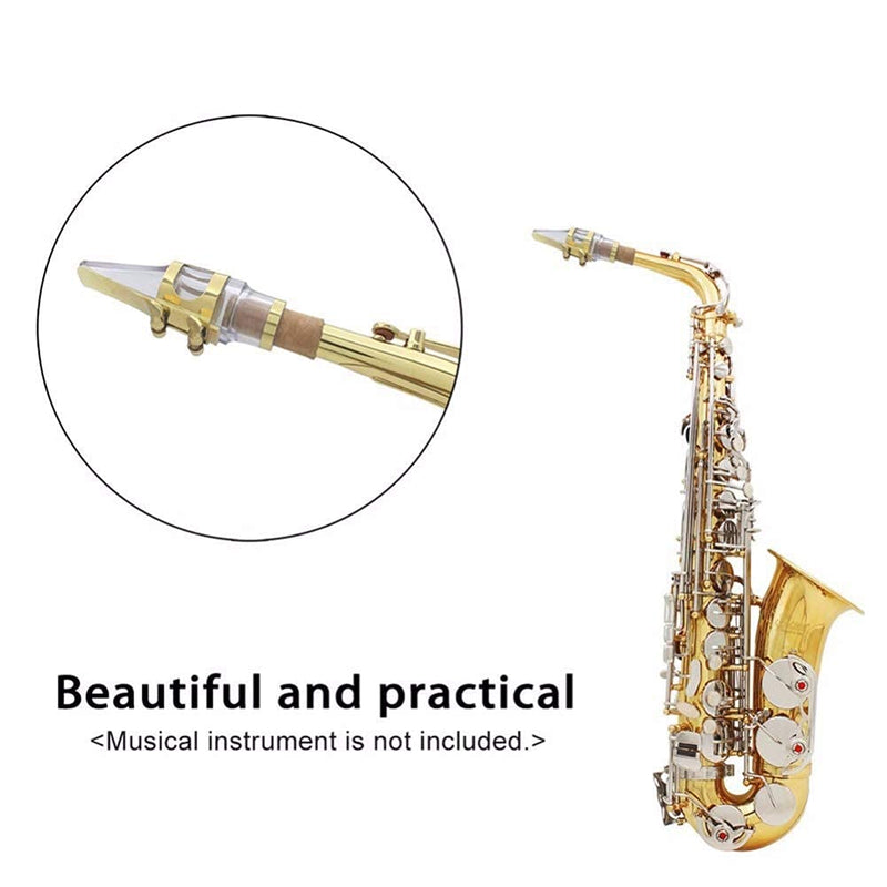 Alnicov Alto Sax Saxophone Transparent Mouthpiece with One Reed Golden Plated Ligature and Plastic Cap