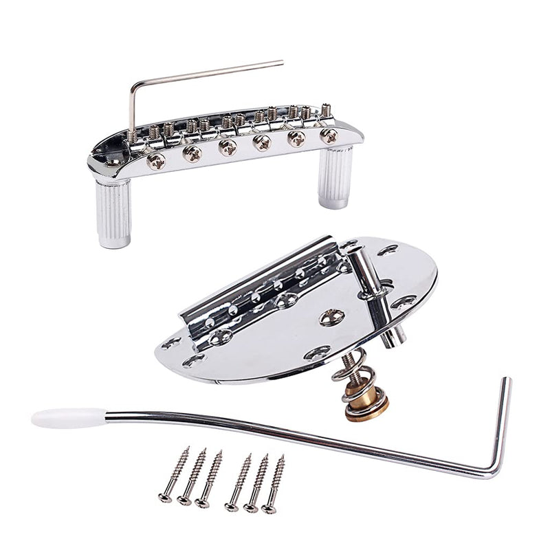 Alnicov Left handed Tremolo Vibrato Tailpiece Bridge Set for 6 String Mustang Guitar Replacement Parts