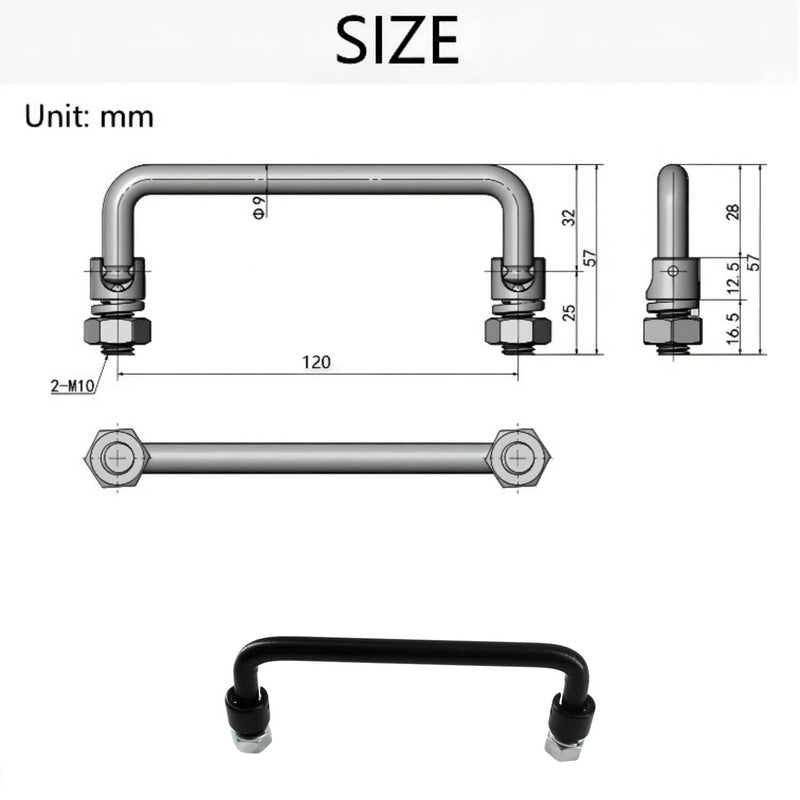 ZHENXIN Folding Pull Handle,Mechanical Equipment Toolbox Movable Handle,90 Degree Hardware Folding Pull Handle,Custom Metal Cabinet Handles（Black）