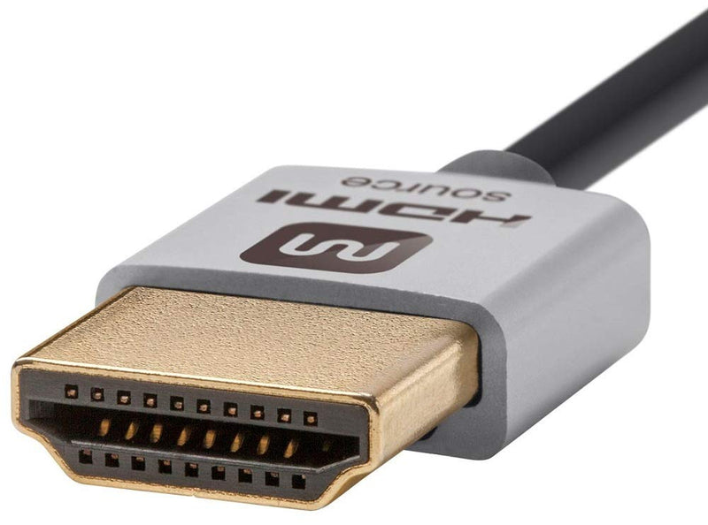 Monoprice High Speed HDMI Cable - 3 Feet - Silver, Active, 4K @ 60Hz, 18Gbps, 36AWG, YUV, 4:2:0 - Ultra Slim Series 3ft