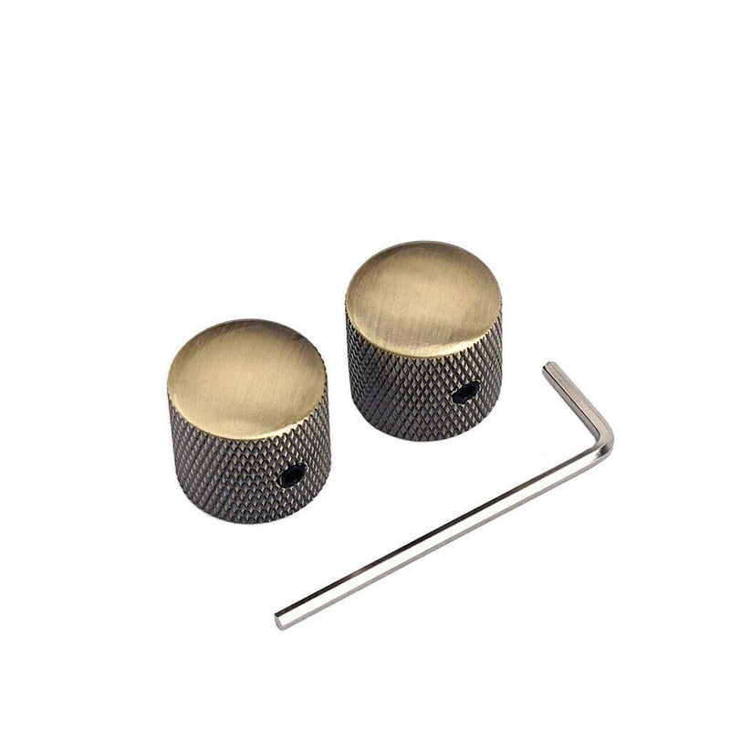 Bronze Metal Dome Electric Bass Guitar Volume Tone Control Knobs Cap with Wrench for Electric Guitar Bass Replacement (2 Pcs knobs) 2 Pcs knobs