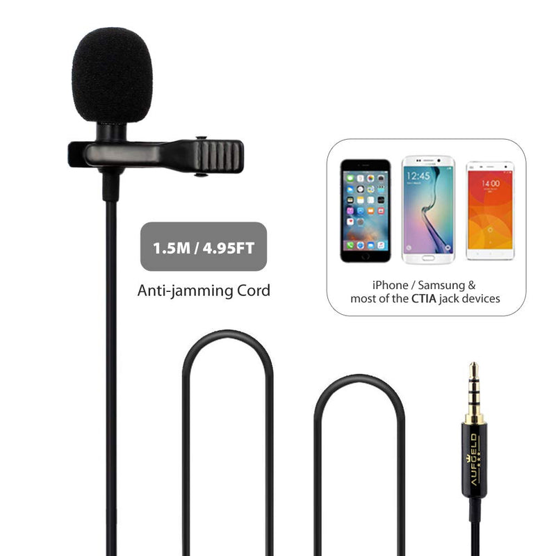 [AUSTRALIA] - Professional Best Small Mini Lavalier Lapel Omnidirectional Condenser Microphone for Apple iPhone Android Windows Smartphones Clip On Interview Video Voice Podcast Noise Cancelling Mic Vlogger LM-1P 