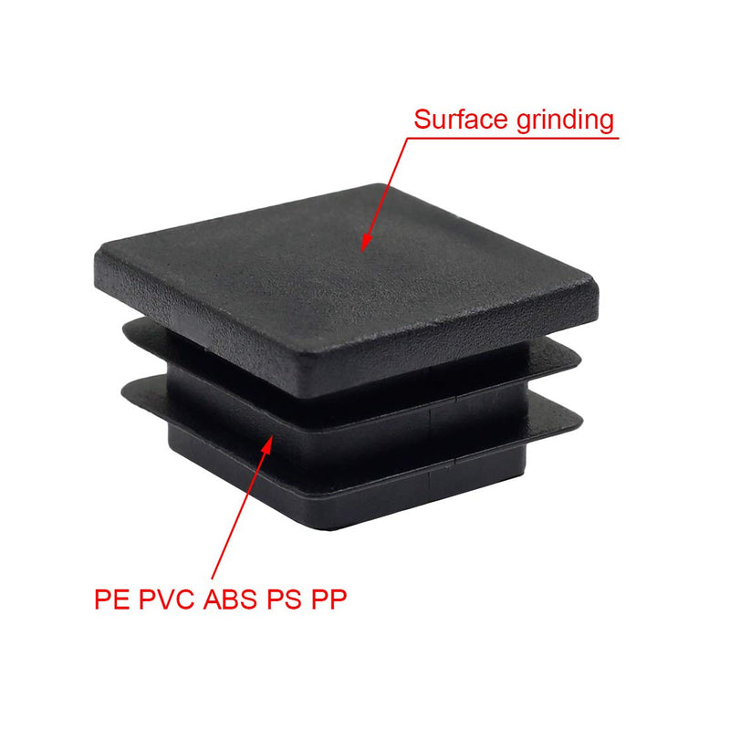 Suiwotin 24Pack 50mm (2 Inch) Square Plastic Plug, Square Tubing End Caps, Tubing Post End Cap for Square Tubing/Black Plastic Square Plugs 50x50 24