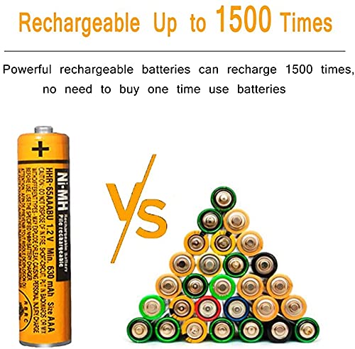 pyanz NI-MH AAA Rechargeable Battery 1.2V 630mah 6-Pack HHR-55AAABU AAA Battery for Panasonic Cordless Phones, Remote Controls, Electronics，AAA Battery Device.