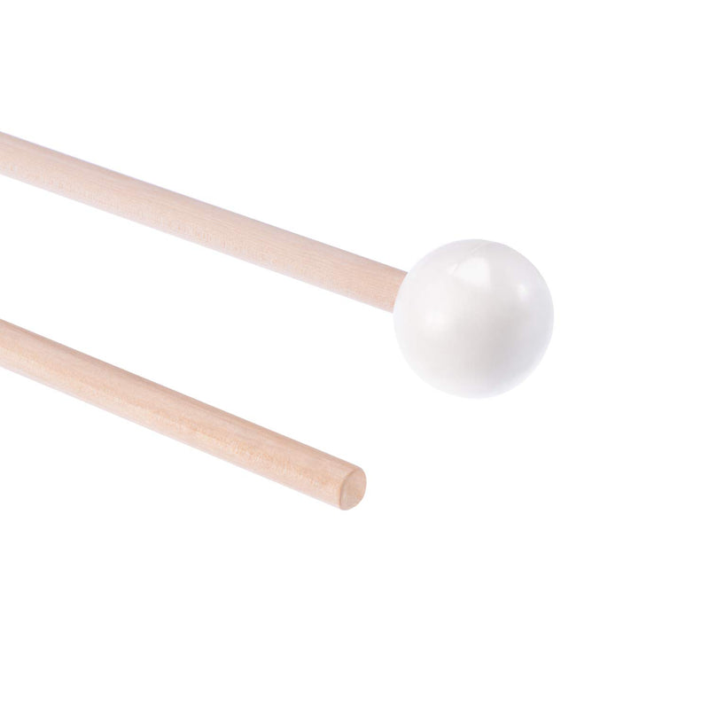 Fanrel 1 Pair of Hard Rubber Mallets Glockenspiel Sticks with Wood Handle for Energy Chime, Xylophone, Wood Block, and Bells(White)