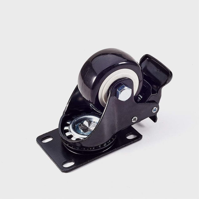 MroMax 2.5 Inch Swivel Caster Wheels PU 360 Degree Top Plate Mounted Caster Wheel with Brake, 176lb Capacity 1Pcs