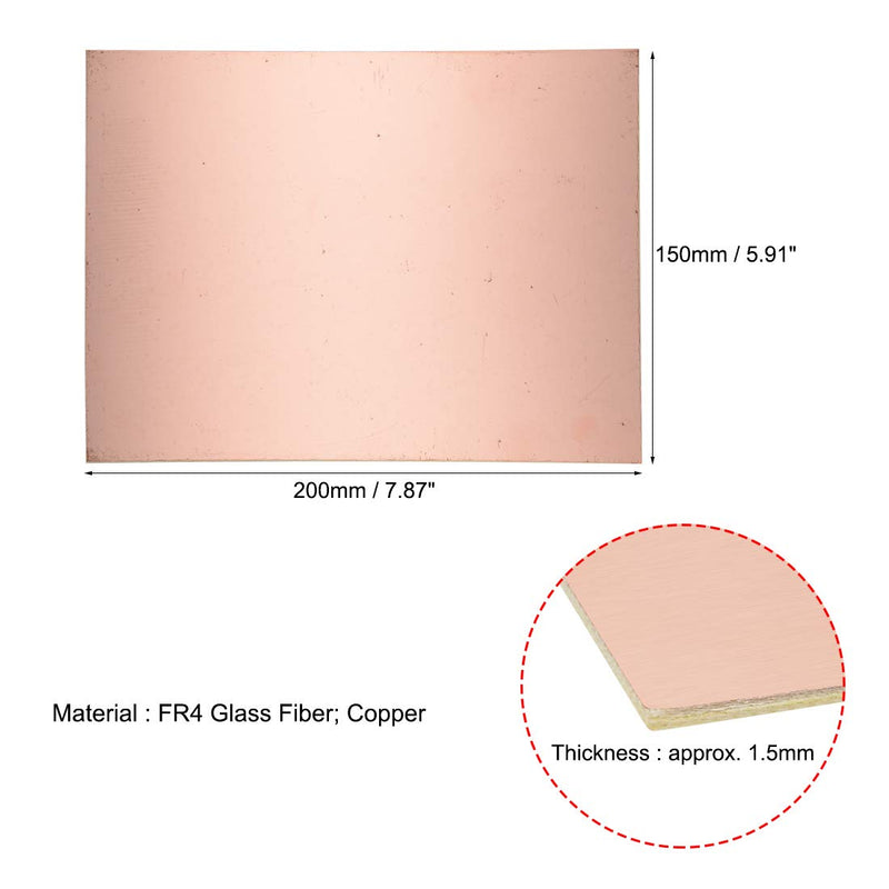 uxcell 200x150mm Single-Sided Copper Clad Laminate PCB Circuit Board FR4 1.5mm Thickness DIY Prototyping PCB Board 5pcs