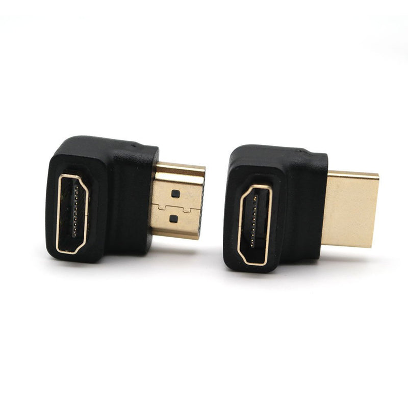 HDMI Right Angle Connectors/Adapters, Two (2) 90 Degree connectors/Two (2) 270 Degree Connectors 3D&4K Resolution (4 Pack)