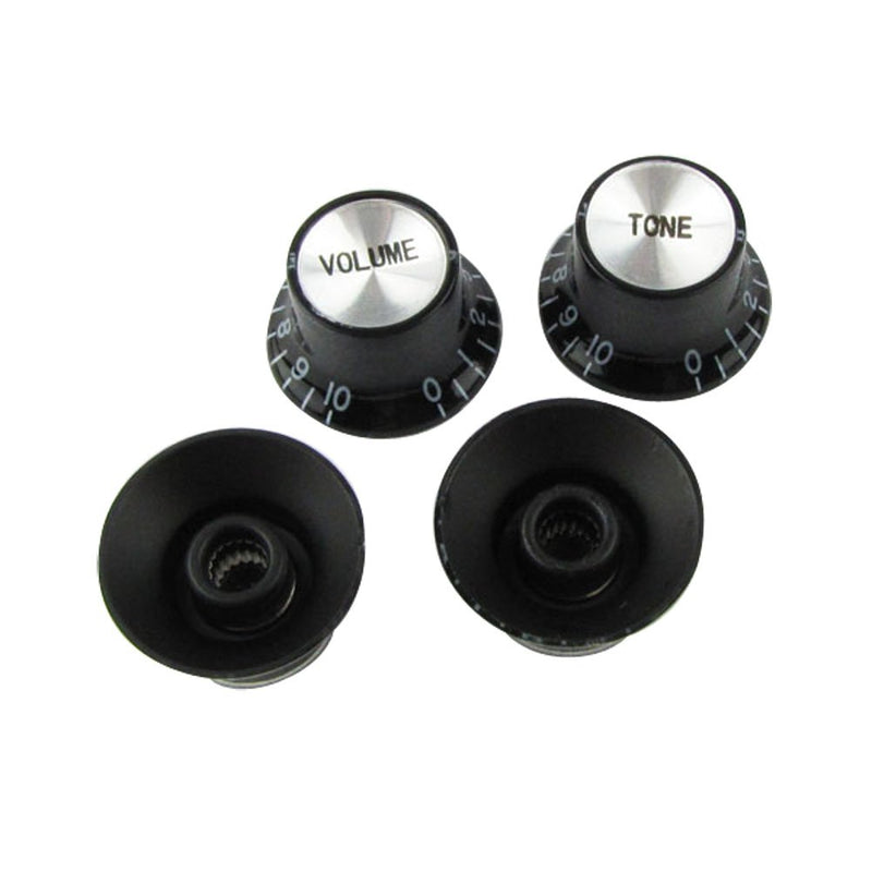 Musiclily Plastic Metric 2 Volume and 2 Tone Knobs Top Hat for Les Paul Style Electric Guitar, Black