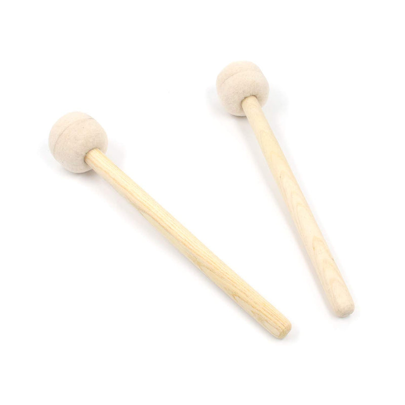 FarBoat 2Pcs Drum Mallet Drum Stick 12.8" Australian Wool Felt Wood Handle Anti-Slip Instrument Accessories Part for Drums Snare Drums (Beige) 12.8" beige