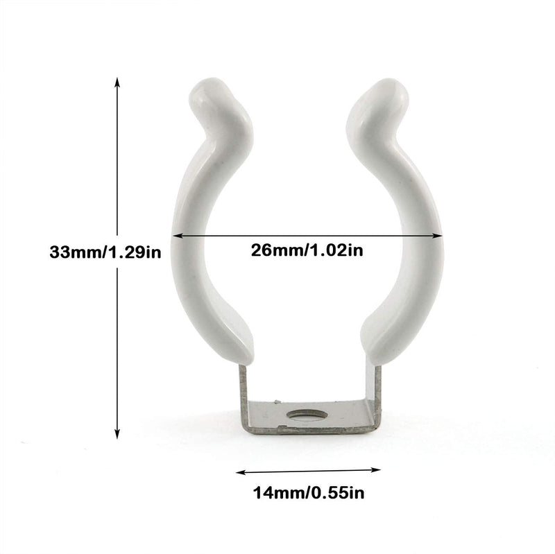 E-outstanding 20pcs T8 U Clips Holder Stainless Steel U Shaped Lampholder Support with Plastic Finish Strong Clamping Force Mounting Clip for Diameter 22-26mm Light-Emitting Diode Tube Lamp