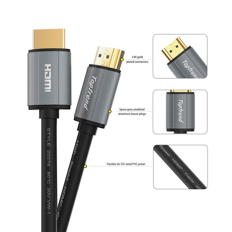 [AUSTRALIA] - Toptrend 4K HDMI Cable 6ft-HDMI 2.0 Cable 1080p,3D,2160p,4K UHD,HDR,ARC,CL3 for in-Wall Installation,30AWG HDMI Cord for Most of HDMI Devices… 6 FT 18 Gbps 