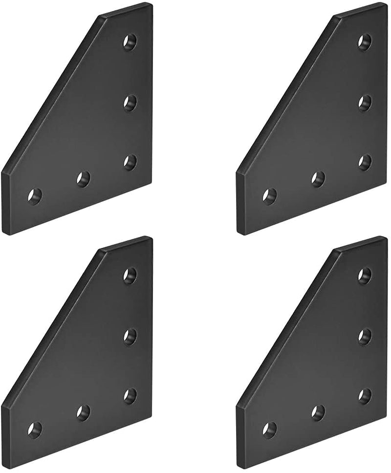 [AUSTRALIA] - YVSPTIK 8PCS/Set Surface Anodic Oxidation Black L Shape Corner Bracket Plate 5-Hole Outside Joining Plate for 2020 Series Aluminum Profile 3D Printer Frame (2020, Black L-8pcs) 