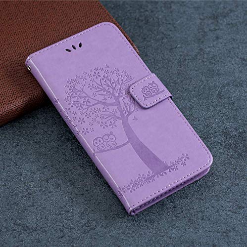 Samsung Galaxy A01 Case Shockproof 3D Owl Tree Leather Flip Wallet Phone Cases ID Credit Card Slots Kickstand Magnetic Closure TPU Bumper Cover for Samsung Galaxy A01 Light Purple
