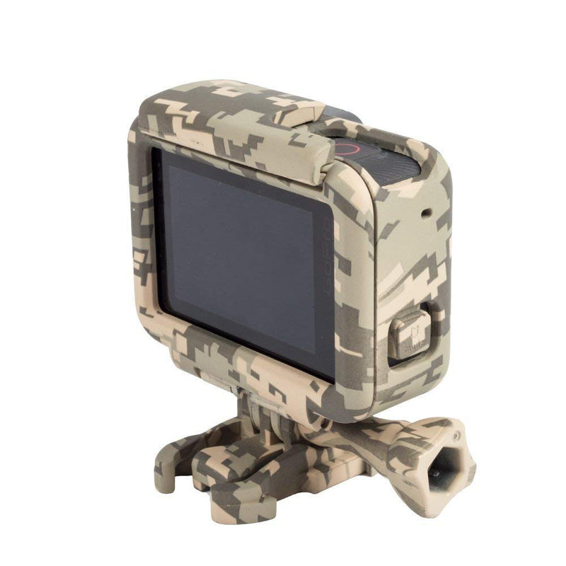 Williamcr Camouflage Gray Protective Frame Mount Stand Housing Case Compatible with GoPro HERO7/6/5 Black and Hero (2018) Side Open Mount Shell Cover