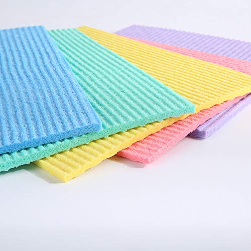 Sold_By_Cheapnwork Reusable Cleaning Cellulose Sponge Cloths Absorbent Wipes Clean Kitchen Car Dish Eco-Friendly Dishcloth Hand Towel Auto - 1pack (5pcs) 1 pack (5pcs)