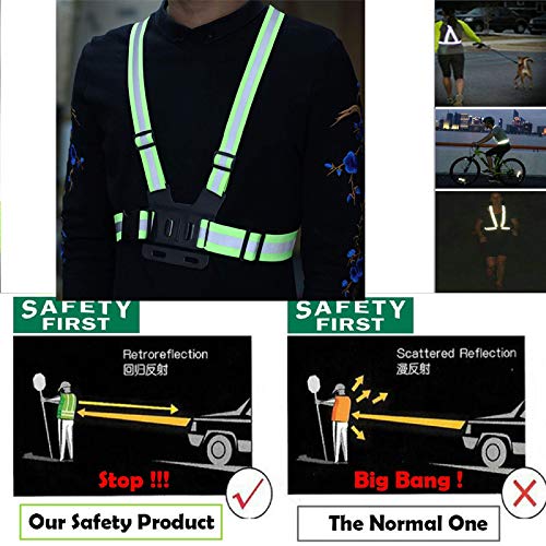 Supkeyer Cellphone Selfie Reflective Vest Chest Strap Mount Harness for Gopro Hero/Sony Action Cam/Cell Phone/iPhone 13 12 11 XR XS Max X 8 7 6 Plus/Samsung LG Huawei for Outdoor Sports,Running