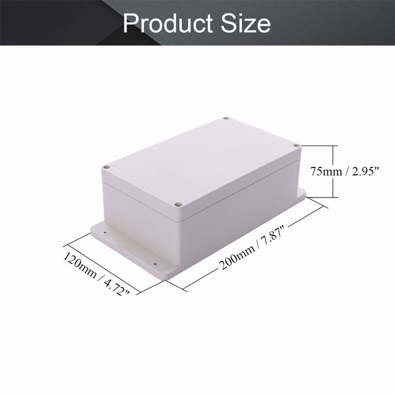 Fielect Junction Box ABS Plastic Dustproof Waterproof IP67 Universal Electrical Project Enclosure with Fixed Ear 7.87" x 4.72" x 2.95" 200x120x75mm