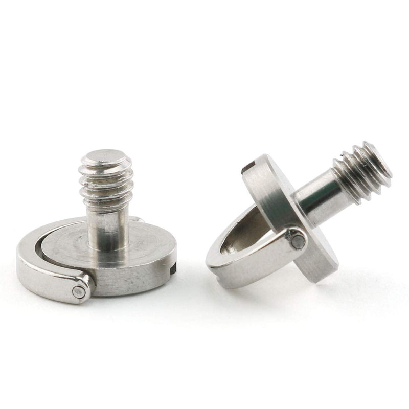 E-outstanding D-Ring Hinged Screw 2PCS 1/4-20 10mm Length Thread D Shaft Stainless Steel Camera Quick Release Plate Mounting Fixing Screws for Camera Tripod Monopod QR Plate
