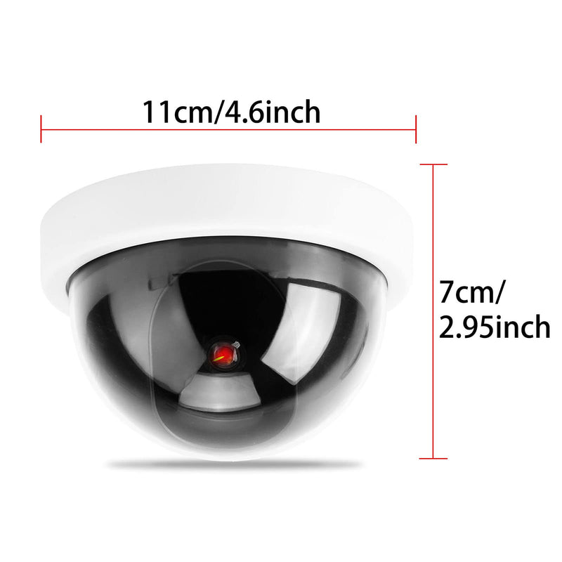 4pcs Dome Simulation Camera Fake CCTV Dummy with Flashing Led Light for Homes & Business Powered by 2"AA Batteries (White) white