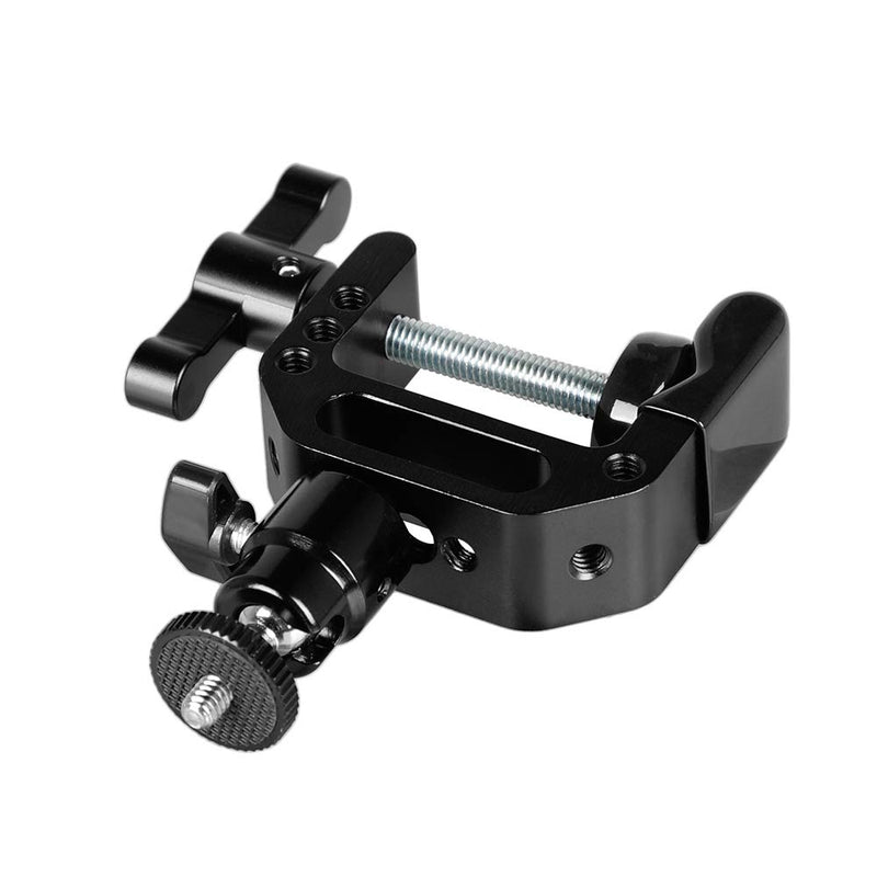 CAMVATE Heavy-Duty C Clamp Articulated 1/4"-20 Ball Head Support Holder (Black Locking Knob)