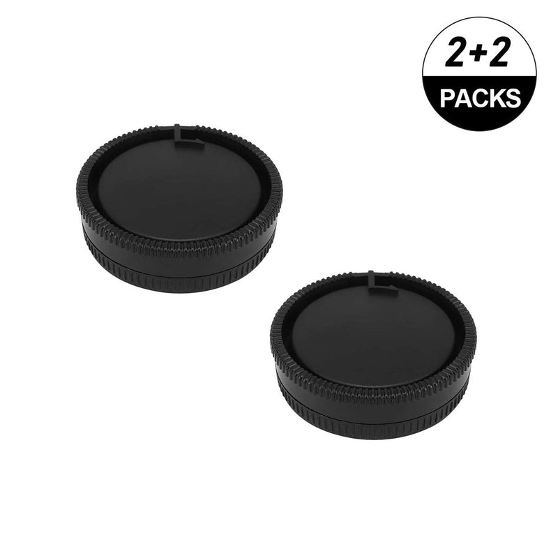 WH1916 Camera Body Cover & Rear Lens Cap for Alpha A-Mount/Minolta AF Mount kit Sony A99 A99II A77 A77II A55 A57 A58 A33 A35 A37 A900 A850 A700 [2+2 Pack]