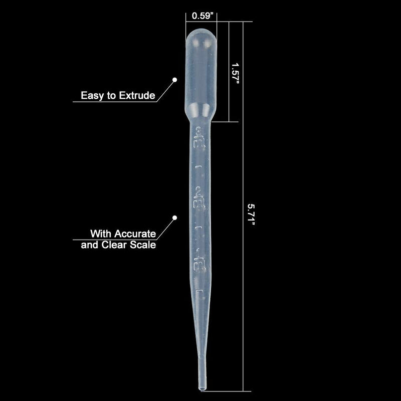 stonylab Pipette Droppers 3ml, Graduated Plastic Transfer Pipettes for Essential Oils, Clear and Dis (3ml, 100 Packs)