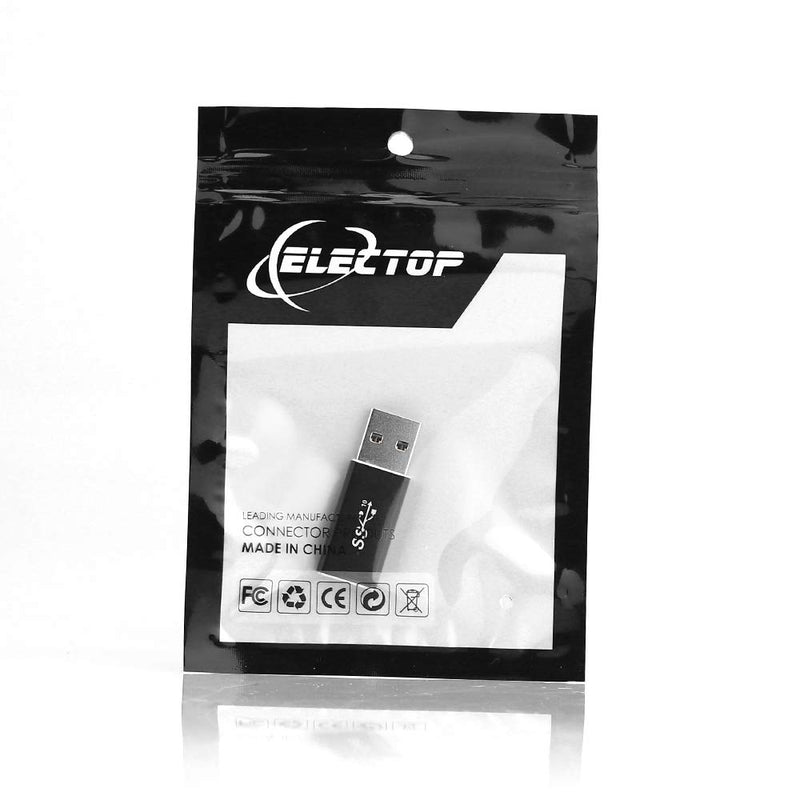 Electop Updated USB 3.1 GEN 2 Male to Type-C Female Adapter, Support Double Sided 10Gbps Charging & Data Transfer, USB A to USB C 3.1 Converter Black