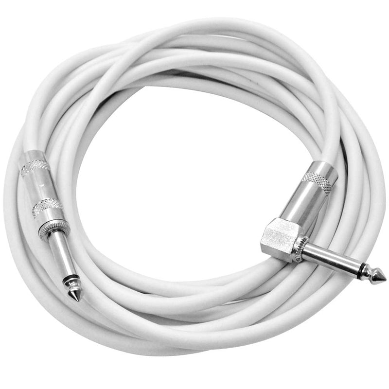[AUSTRALIA] - Seismic Audio - SAGC20R-White-2Pack - 2 Pack of 20 Foot White 1/4 Inch TS Right Angle to Straight Guitar Cables 20' Instrument 1/4" Guitar Cords 