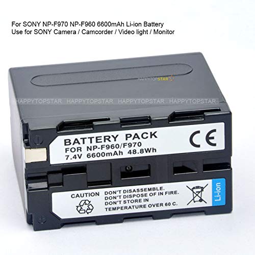 Compatible with Sony NP-F970 Replacement Battery 7.4V 6600mAh Li-on Battery(1 Pack) for HXR-NX3 NX100 MC2500 NX5R/C PXW-Z150 Z100 FDR-AX1E NEX-EA50CH FS700