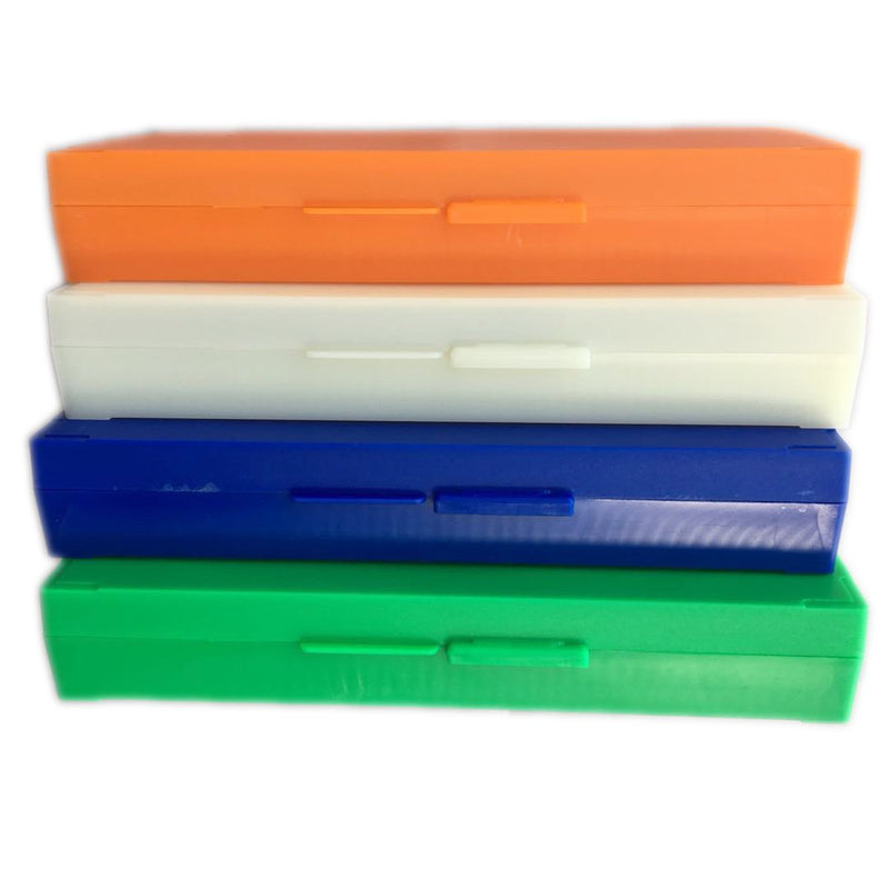 50-Place Microslide Slide Microscope Box Colors, Blue, Green, Orange, White(Pack of 4)