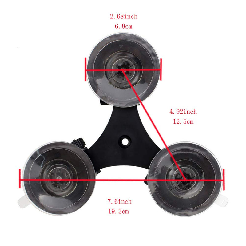 Walway Triple Suction Cup Mount with 360 Degree Tripod Ball Head Mount & Screw Mount Adapter for GoPro Hero 6 5 4 Session 3+, SJCAM SJ4000 SJ5000 SJ6000, Sony, Xiaomi Yi