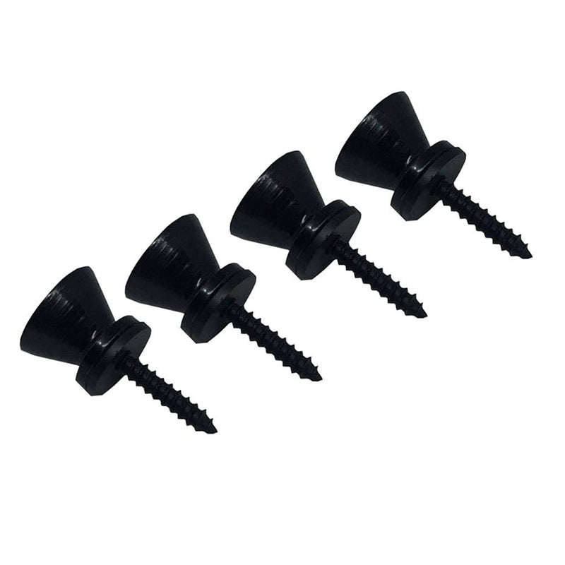 Missmore Metal Strap Lock Buttons End Pins with Mounting Screws for Electric Acoustic Guitar, Bass, Ukulele, Black-2 Pack