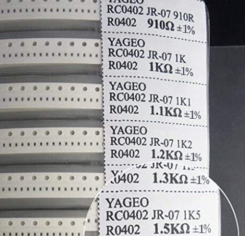 Yobett 0402 0R - 20M 178 Values(50pcs/Value) 1% Resistor kit 8900pcs All Series SMD Resistor Combo Sample Book Kit SMT Pack Box Book RoHS 0402 (0R-20M ) Resistors