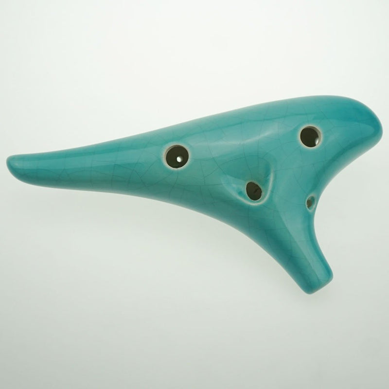 "Mountain Echo" 12 Hole Alto C Ocarina,Blue Ice Crack Ceramic, Unique Design and Well Tuned, Comfortable to Hold and Play (Blue)