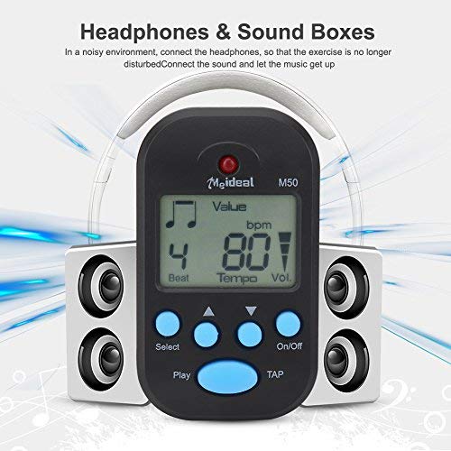 Portable Mini Metronome Multi-Functional Clip-On Digital Beat Tempo Metronome for Piano, Violin, Guitar, Trap Drum Black