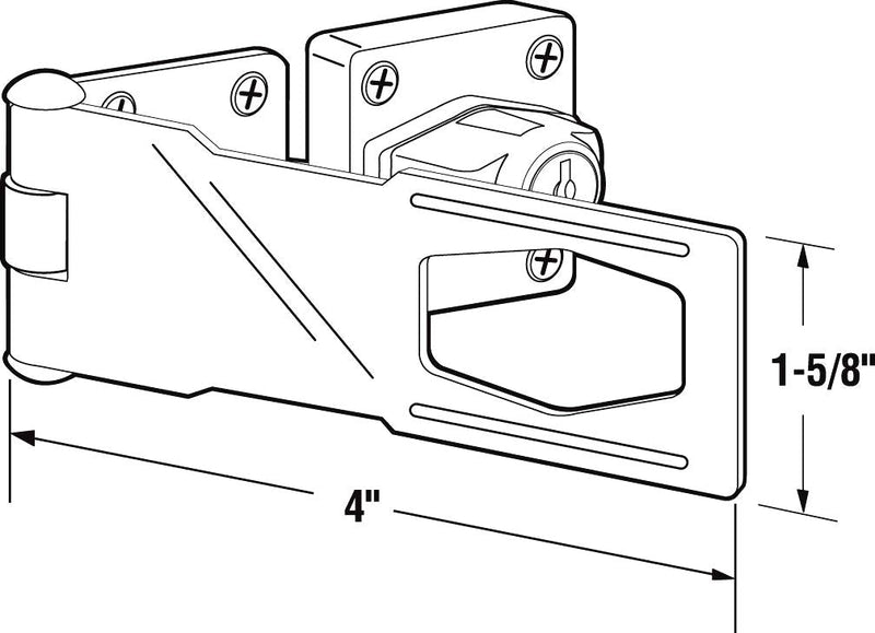 4 inch Keyed Hasp Lock， Twist Knob Keyed Locking Hasp for Doors Cabinets, Zinc Alloy Plated 4" Keyed Hasp Lock