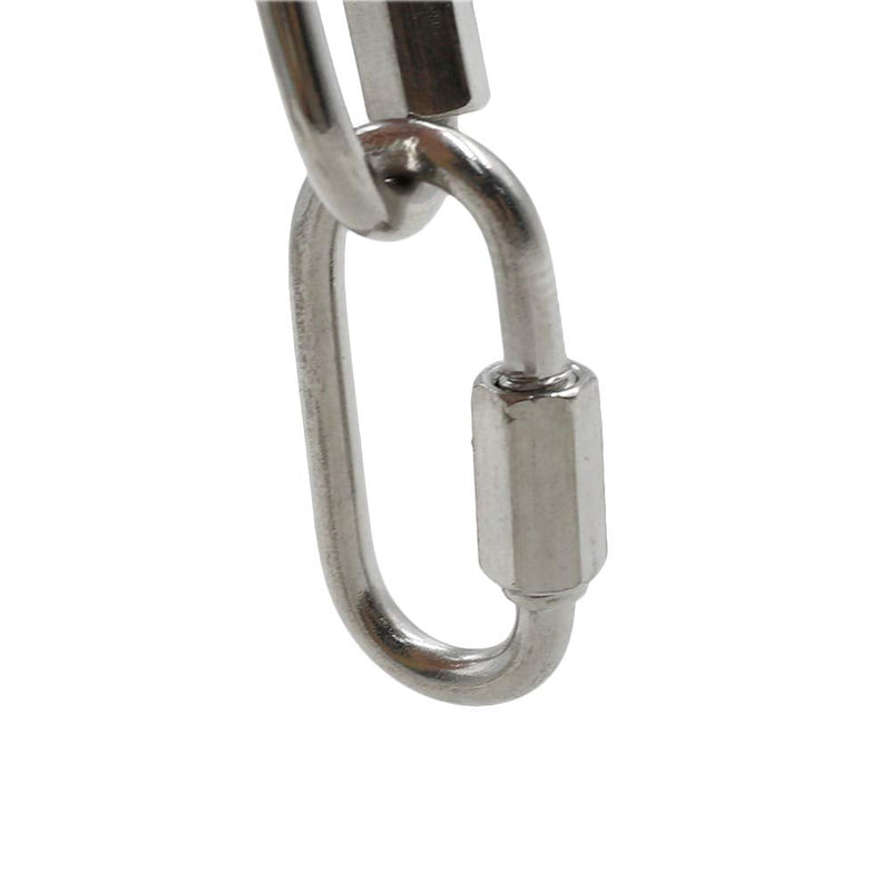 Qjaiune 24Pcs Quick Links 1/8 Inch Stainless Steel D Shape Locking Carabiner, Heavy Duty Durable Chain Connector 1/8" / 3.5mm