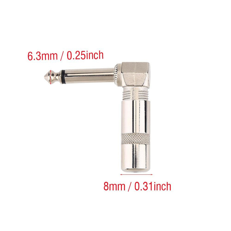 Dilwe 3Pcs Guitar Cable Plug, 6.3mm 1/4inch L Type Instrument Audio Microphone Cable Connector Right Angle Plug Jack