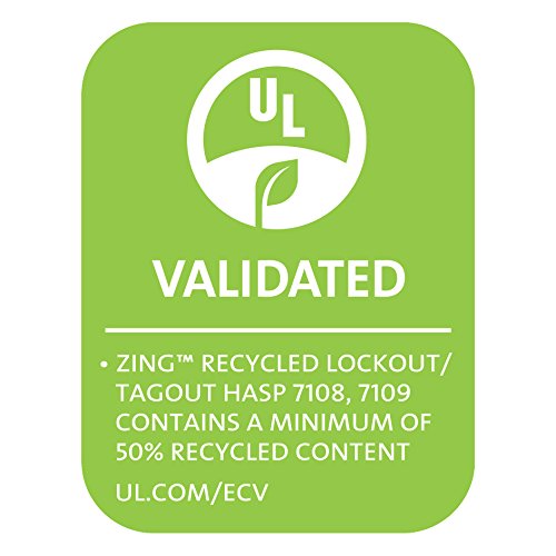 ZING 7109 RecycLockout Lockout Tagout Hasp 1.5 Inch, Recycled Plastic, Red 1-1/2 inches Inside Jaw Diameter
