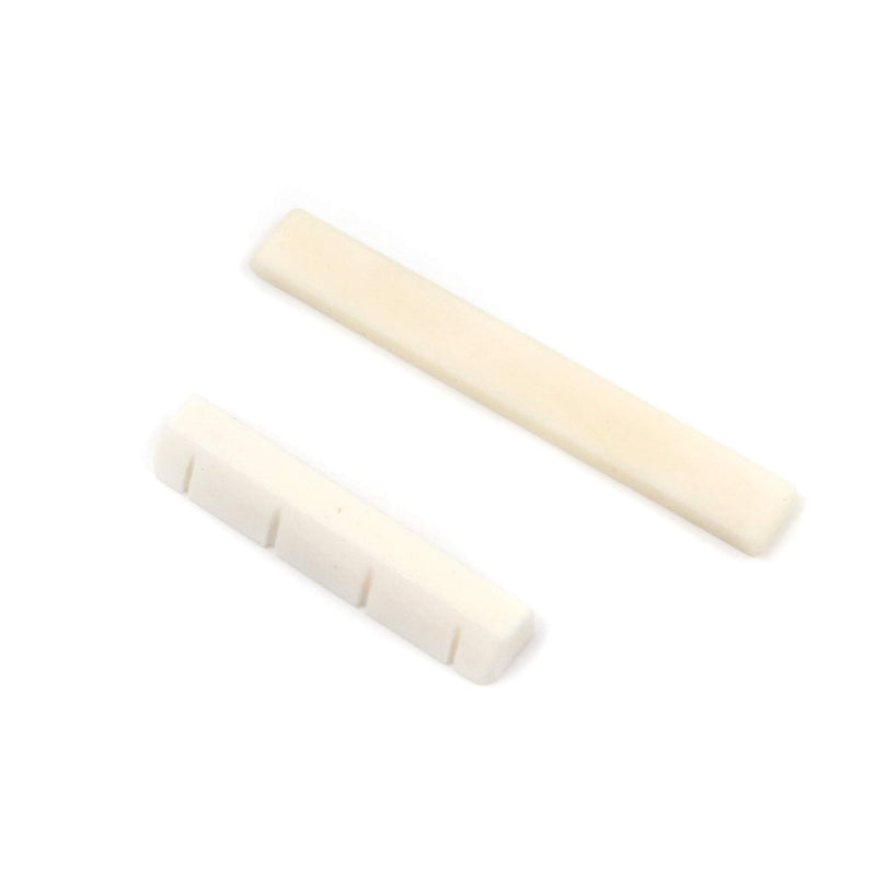 Geesatis 2 Set / 4 Pcs Guitar Bridge Saddle & Nut for Acoustic Guitar Ukulele, Made of Real Bone