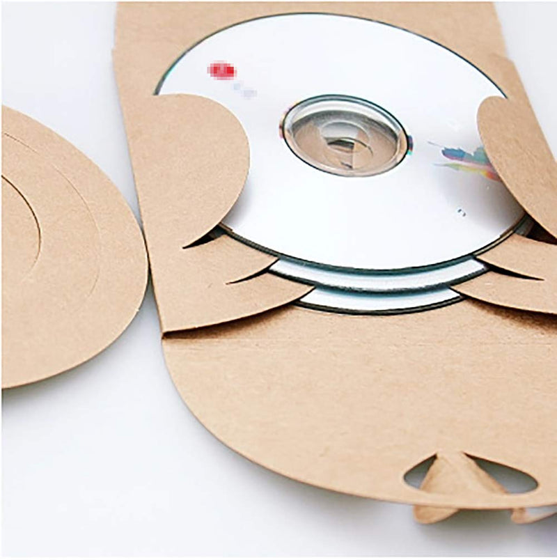 [AUSTRALIA] - ccHuDE 25 Pcs Retro Brown Kraft Paper CD DVD Sleeves Envelopes Cardboard Storage Cases Holder with Heart Button 