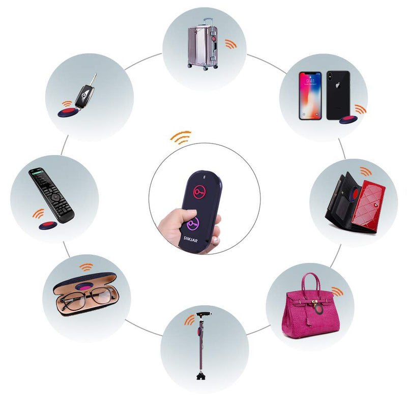 Basic Key Finder with 2 Receivers & 1 Remote, Simjar Wireless Remote Control RF Key Finder Locator Tracker for Keys Wallet Phone Luggage