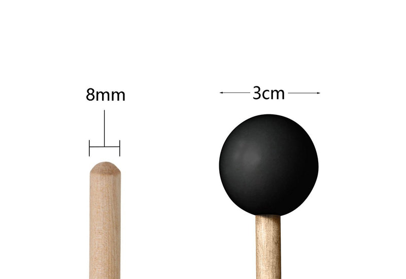 Timiy 1-Pair 15Inch Black Plastic Head Mallet Percussion Bell Mallets Sticks with Wooden Handle Music Accessories