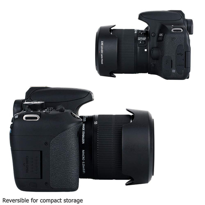 18-55mm Lens Hood Shade for Canon EF-S 18-55mm f/3.5-5.6 is STM & EF-S 18-55mm f/4-5.6 is STM Lens Replaces Canon EW-63C Hood for T8i T7i T6i T5i SL3 SL2 SL1 90D 80D 77D 70D Reversible Design -Black Black