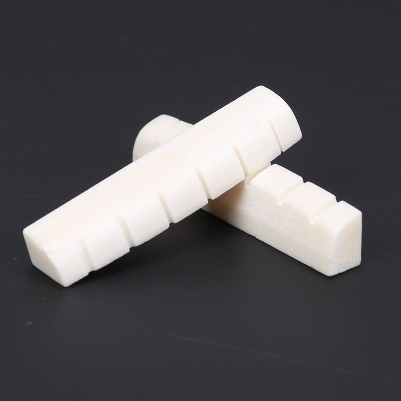 2 Set Real Bone 6 String Acoustic Guitar Bridge Saddle and Nut Replacement for 72mm 43mm with 3Pcs Sand Paper