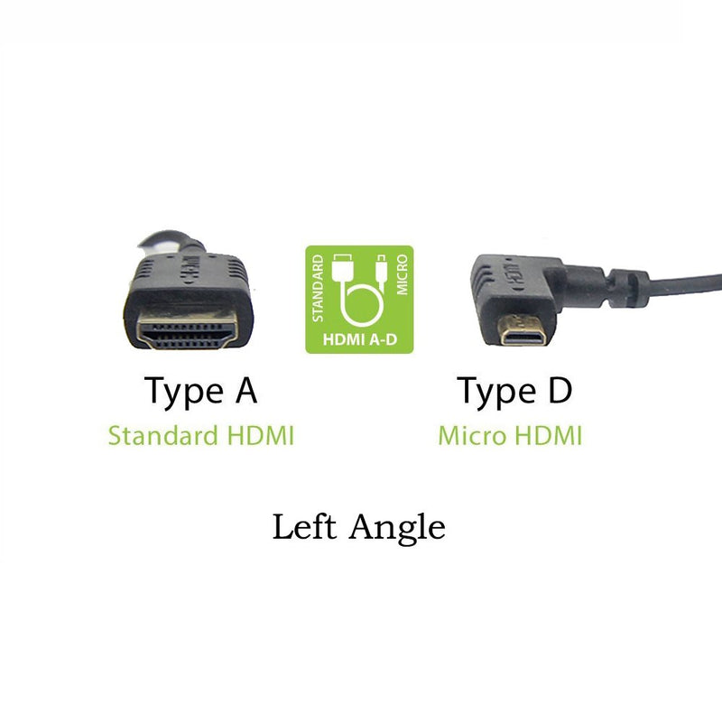 CMR 15 Inch UltraFlex 4k Micro Left Angle HDMI Male to Standard HDMI Male Cable. Ultra Flexible Slim 90 Degree Thin HDMI Cable. 3 Micro Left Angle HDMI Male to Standard HDMI Male Cable